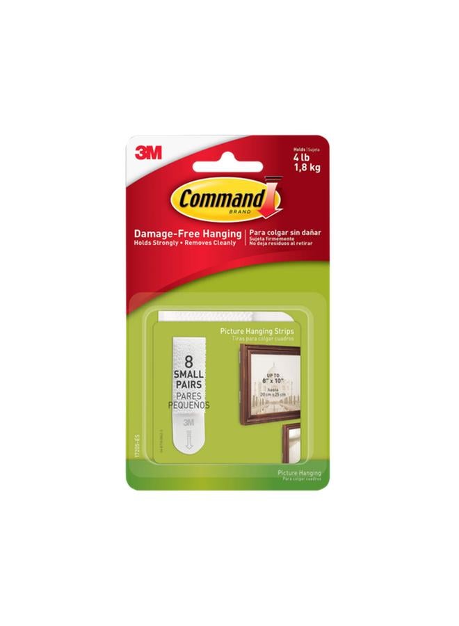 Command 8-Pair Picture Hanging Strips White Small - Image 1