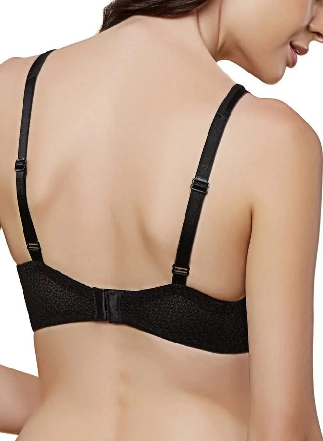 ترايامف Triumph Passion Spotlight T-Shirt Bra for Women | Minimizer 36C, Black Adjustable Double Straps & Lace Overlay | Lightly Padded Full Coverage | Pack of 1