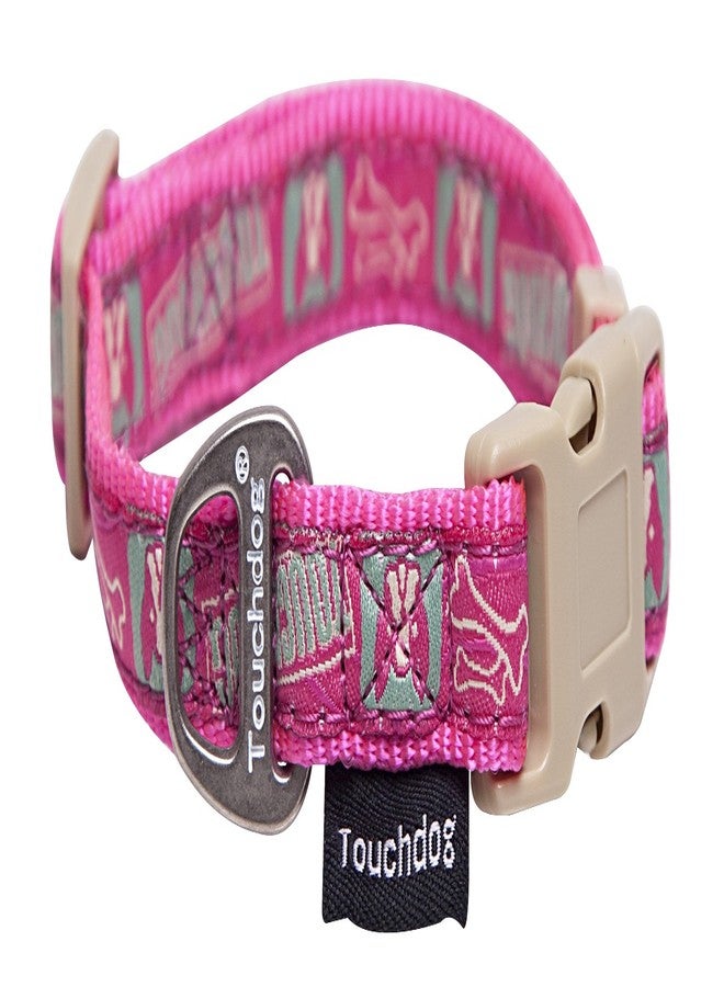 PuTwo TOUCHDOG 'Caliber' Designer Embroidered Fashion Pet Dog Leash and Collar Combination, Small, Pink - Image 2