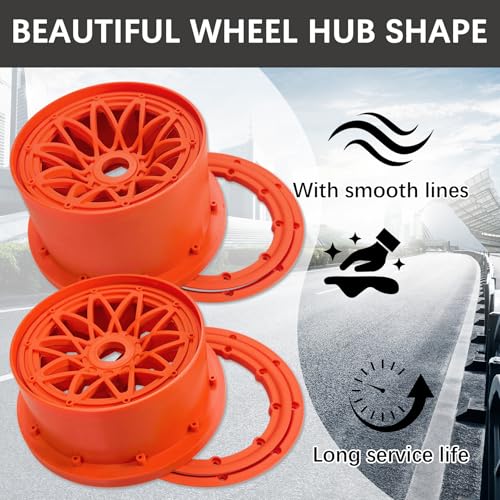 FLMLF Nylon Front and Rear Wheel Hub Rim Beadlock Ring Set Orange for 1/5 Hpi Rovan Km Baja 5B 4WD Rc Car Parts - Image 3