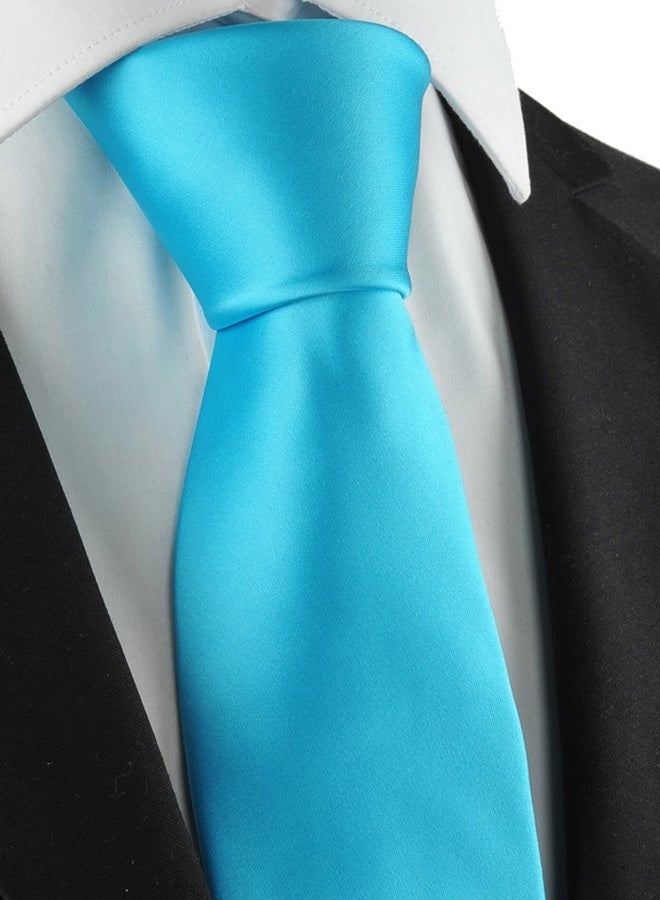 fortunatever Men's Solid Satin Necktie,Sky Blue Ties For Men With Gift Box - Image 2