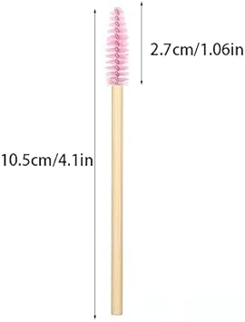 Juliyeh 50 Pcs Disposable Eyelash Brushes Bamboo Lash Mascara Wands Eye Lash Eyebrow Applicator Brush for Eyelash Extension Makeup Applicators Kits pink - Image 2