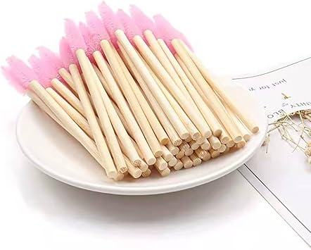 Juliyeh 50 Pcs Disposable Eyelash Brushes Bamboo Lash Mascara Wands Eye Lash Eyebrow Applicator Brush for Eyelash Extension Makeup Applicators Kits pink - Image 4