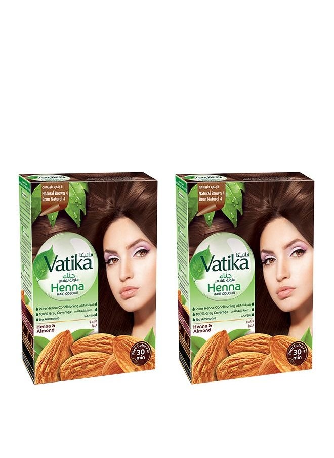 Vatika Naturals - Vatika Naturals Henna Hair Colour | Natural Brown Color for Women | 100% Grey Coverage - 6 x 10 g (Pack of 2) - Image 1