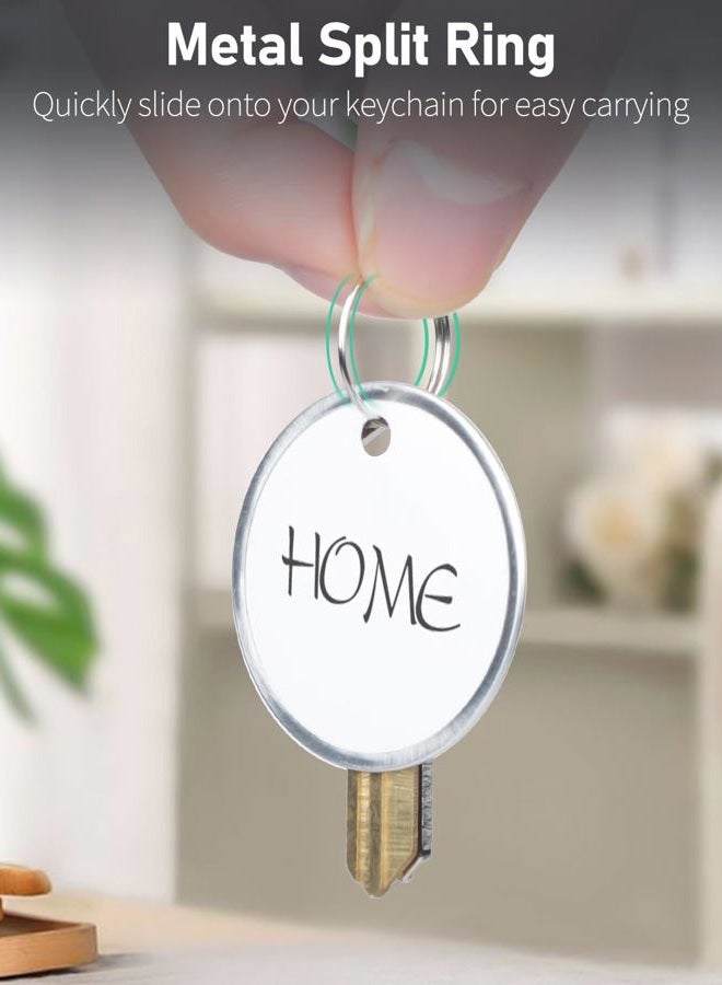 Uniclife Metal Rim Key Tags 1.5 Inch Round Key Chain Tags Writable White Paper Labels with Metal Edges and Split Rings Sturdy Lightweight Key Item Identifiers, 50 Pack - Image 4