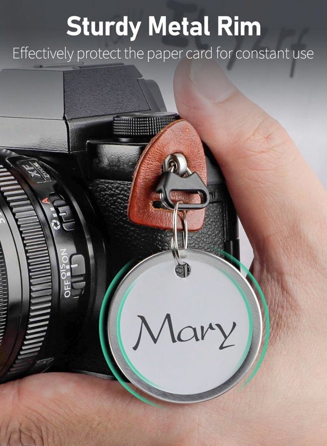 Uniclife Metal Rim Key Tags 1.5 Inch Round Key Chain Tags Writable White Paper Labels with Metal Edges and Split Rings Sturdy Lightweight Key Item Identifiers, 50 Pack - Image 3
