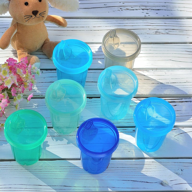 Youngever 7 Pack Kids Sippy Cups Sippy Cups for Infant Kids Toddler 7 Coastal Colors Sippy Cups - Image 4