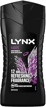 lynx 3 Pack of 225ml Lynx 12 Hour Refreshing Excite Crisp Coconut and Black Pepper Body wash for Feeling Clean and Fresh with Plantbased Moisturisers Keep Smelling Irresistible - Image 2
