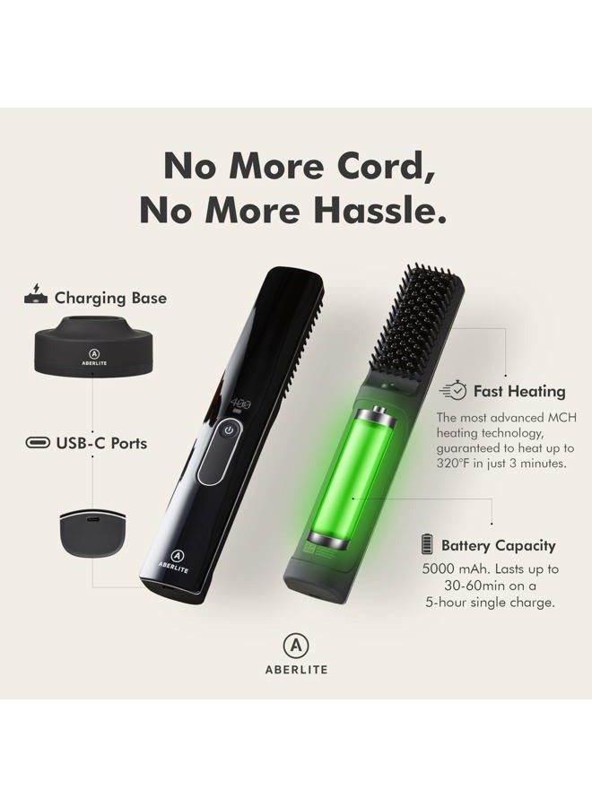 Aberlite Go 2 Cordless Hair Straightener for Beard and Hair, Painless Comb Tooth, Advanced Ion Conditioning, Wireless Hair Straightener, Heated Brush Comb for - Image 3