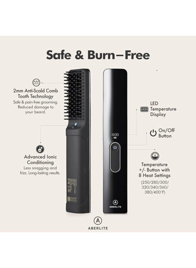 Aberlite Go 2 Cordless Hair Straightener for Beard and Hair, Painless Comb Tooth, Advanced Ion Conditioning, Wireless Hair Straightener, Heated Brush Comb for - Image 2