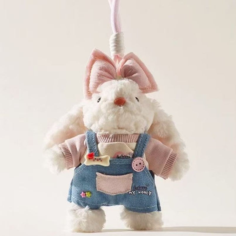 Denim Lop-Ear Rabbit Plush Bag Charm - Image 1