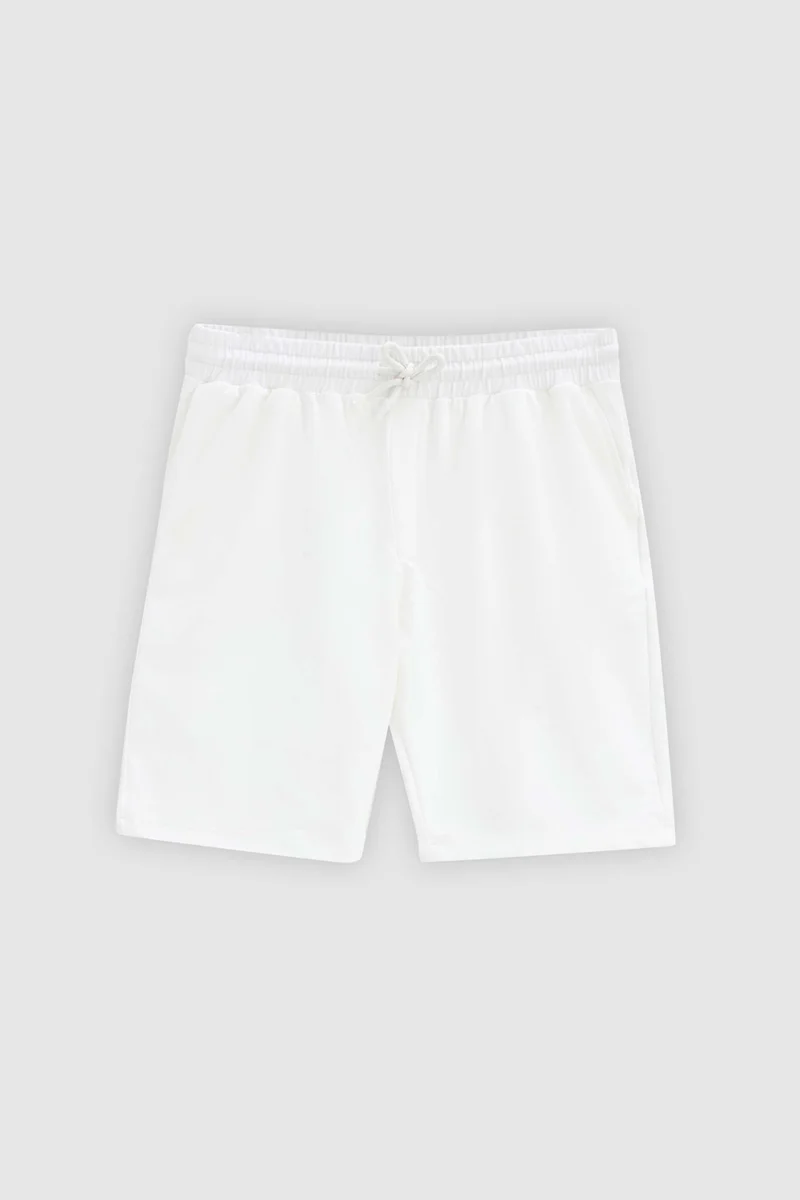 D'S DAMAT Ds Damat Slim Fit Ecru Elastic Waist Cord Detailed Comfortable Cotton Knitted Shorts 3HC13ORT21021