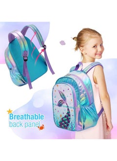 WAWSAM Mermaid Kids Backpack - Sparkly Sequins Backpack for Girls Purple School Bag Personalized 15” Backpack for School Elementary Travel Casual Book Bag for Christmas Birthday Back to School Gift  - Image 4