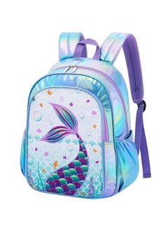 WAWSAM Mermaid Kids Backpack - Sparkly Sequins Backpack for Girls Purple School Bag Personalized 15” Backpack for School Elementary Travel Casual Book Bag for Christmas Birthday Back to School Gift  - Image 1
