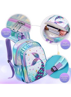 WAWSAM Mermaid Kids Backpack - Sparkly Sequins Backpack for Girls Purple School Bag Personalized 15” Backpack for School Elementary Travel Casual Book Bag for Christmas Birthday Back to School Gift  - Image 3