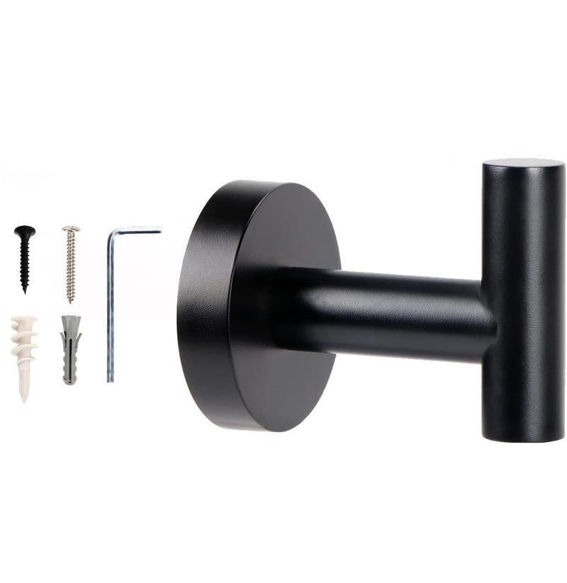 Matte Black Towel Hooks - Bathroom Towel Holder - Towel Hanger - Black Hooks Wall Mounted Bathrobe Door Hooks - Stainless Steel Bathroom Hooks (1 Piece)