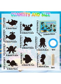CY2SIDE Ocean Animals Scratch Cards - 63Pcs Diy Under The Sea Magic Art Rainbow Color Craft Scratch Kit For Kids Dolphin Tortoise Scratch Card Art Kit For Kids Birthday Party Favors School Activity  - Image 2