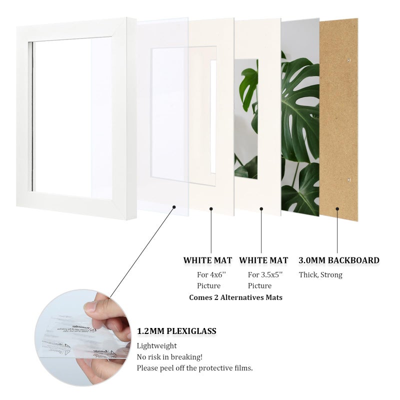 Egofine 5x7 إطار الصورة 4pcs مصنوعة من صورة شاشة الخشب الصلبة 3.5x5/4x6 مع حصيرة أو 5x7 مغطاة بزلي - Image 2