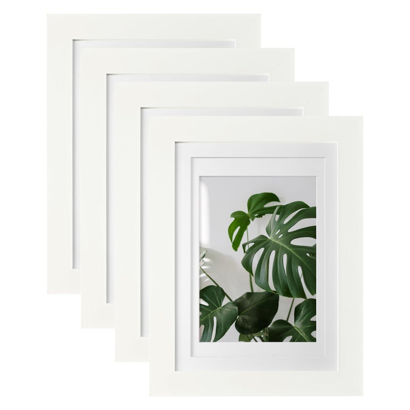 Egofine 5x7 إطار الصورة 4pcs مصنوعة من صورة شاشة الخشب الصلبة 3.5x5/4x6 مع حصيرة أو 5x7 مغطاة بزلي - Image 1