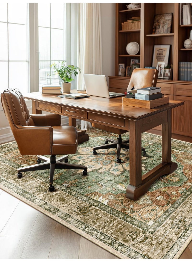230 × 160 cm Bohemian vintage style rug, outdoor camping rug, large indoor living room rug, non-slip rug, brightly colored, washable microfiber stain-resistant rug, hypoallergenic, baby safe, perfect for camping, patios, living rooms, bedrooms, dining rooms, kitchens and entrances. - Image 3