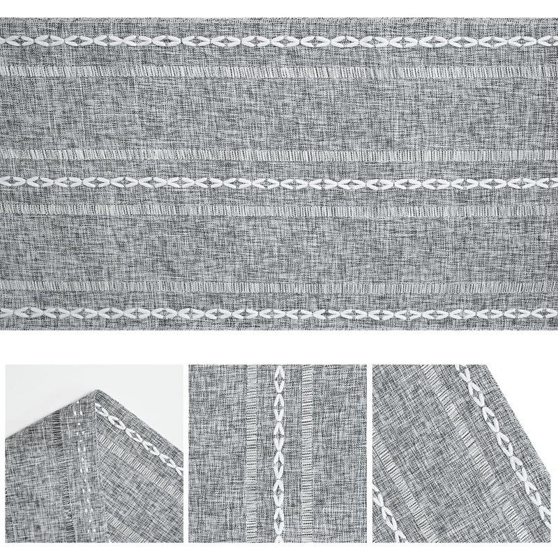 Artoid Mode Dark Grey Rustic Cotton Linen Table Runner, Seasonal Embroidered Hollow Kitchen Dining Table Decoration for Home Party Decor 13x72 Inch - Image 5