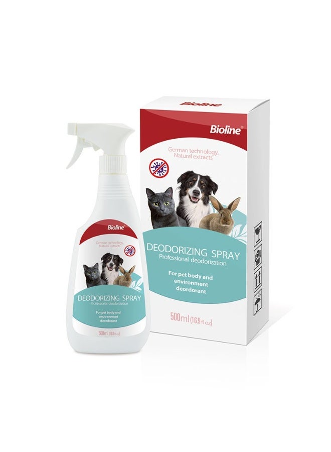 Bioline Deodorizing Spray 500 ml Pet Odor Eliminator Spray for Dogs & Cats - Image 1