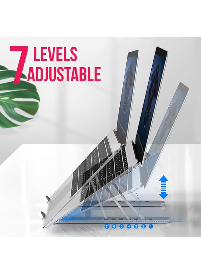 erorex Adjustable Laptop Stand For Desk Abs And Silicone Foldable Portable Laptop Holder Ventilated Cooling Notebook Stand For Macbook Pro Air Lenovo Dell Hp Laptops Tablet - Image 2