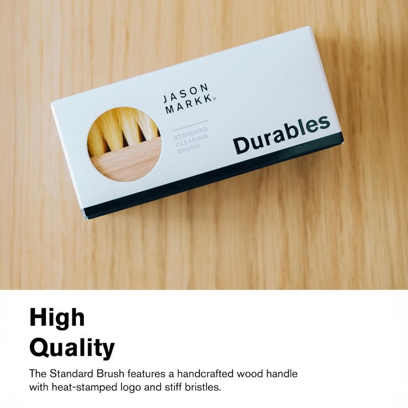 Jason Markk فرشاة تنظيف قياسية من جيسون مارك - مقبض خشبي مصنوع يدويًا - شعيرات صناعية - قوية ضد البقع والأوساخ العنيدة على النعل الأوسط - رائعة لتنظيف الأحذية بشكل عام - تعمل على معظم المواد - Image 4