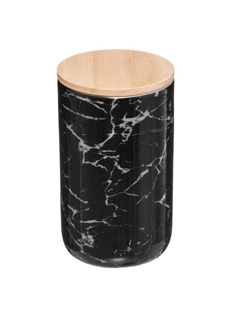 Stoneware Round Jar W Wooden Lid 820 Ml