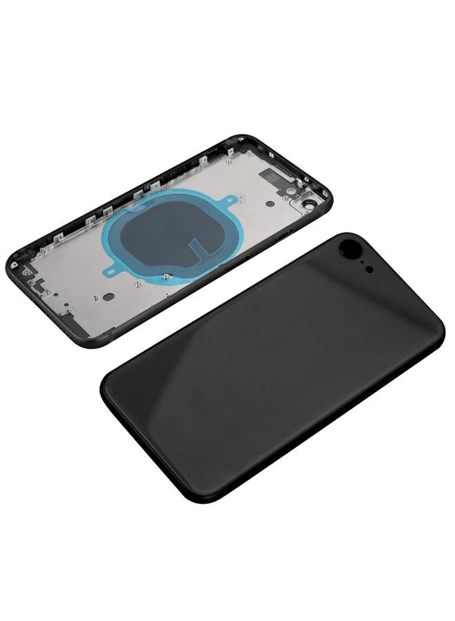 Replacement Back Glass Full Housing Frame Battery Door Cover for iPhone 8 8 Plus (Black)