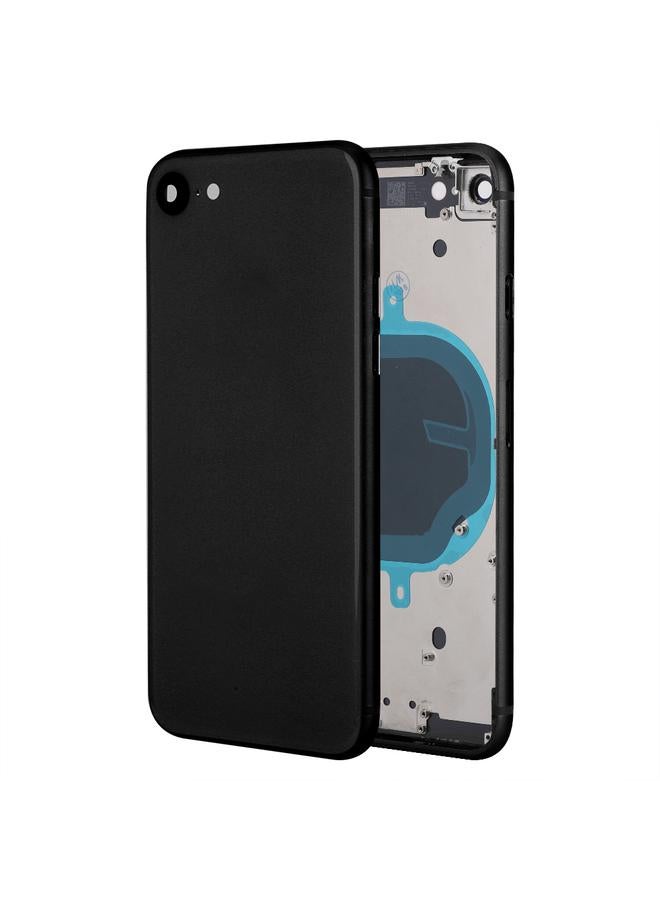 Replacement Back Glass Full Housing Frame Battery Door Cover for iPhone 8 8 Plus (Black)