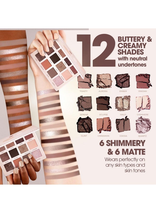 Lamora Nude Eyeshadow Palette Makeup - 12 Neutral Pigmented Matte & Shimmer Shades - Travel Size Eye Shadow With Mirror - Image 4