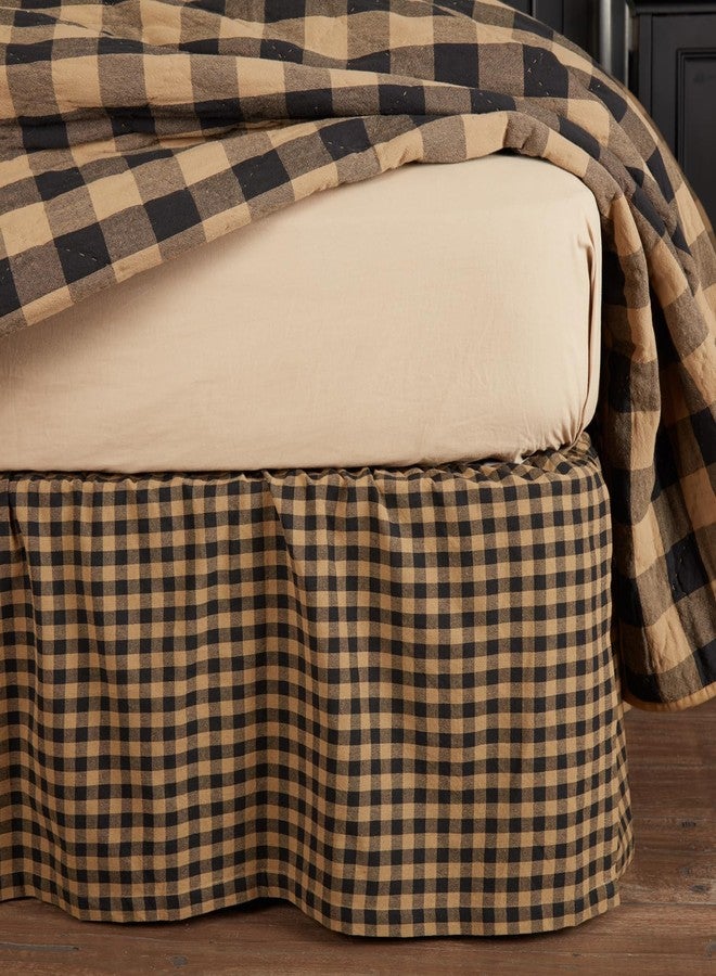 VHC Brands, Black Check, 60x80x16, Cotton, Queen Bed Skirt, Black - Image 1