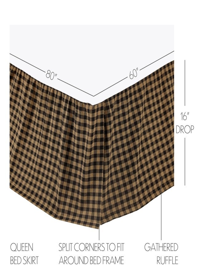 VHC Brands, Black Check, 60x80x16, Cotton, Queen Bed Skirt, Black - Image 2