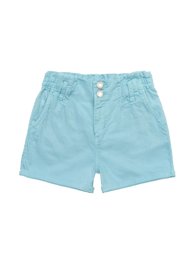 مينوتي شورت تويل للبنات الأطفال بخصر مطاطي وأزرار أمامية - Image 1