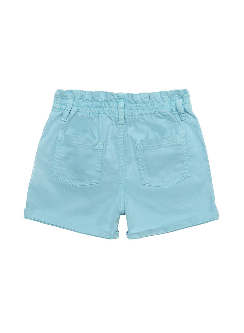 مينوتي شورت تويل للبنات الأطفال بخصر مطاطي وأزرار أمامية - Image 2