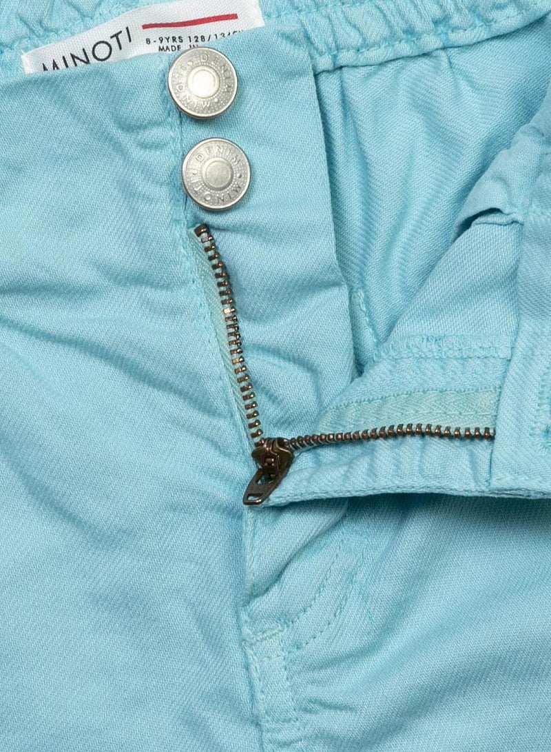 مينوتي شورت تويل للبنات الأطفال بخصر مطاطي وأزرار أمامية - Image 3