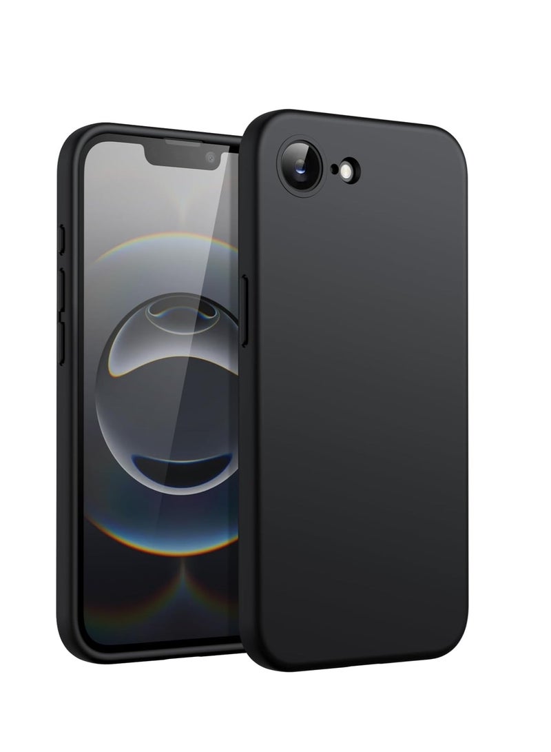 Compatible with iPhone 16e Case 6.1"(2025) Liquid Silicone 3 Layers Full Covered Soft Rubber Phone Case Shockproof Protective Cover with Anti-Scratch Microfiber Lining Black
