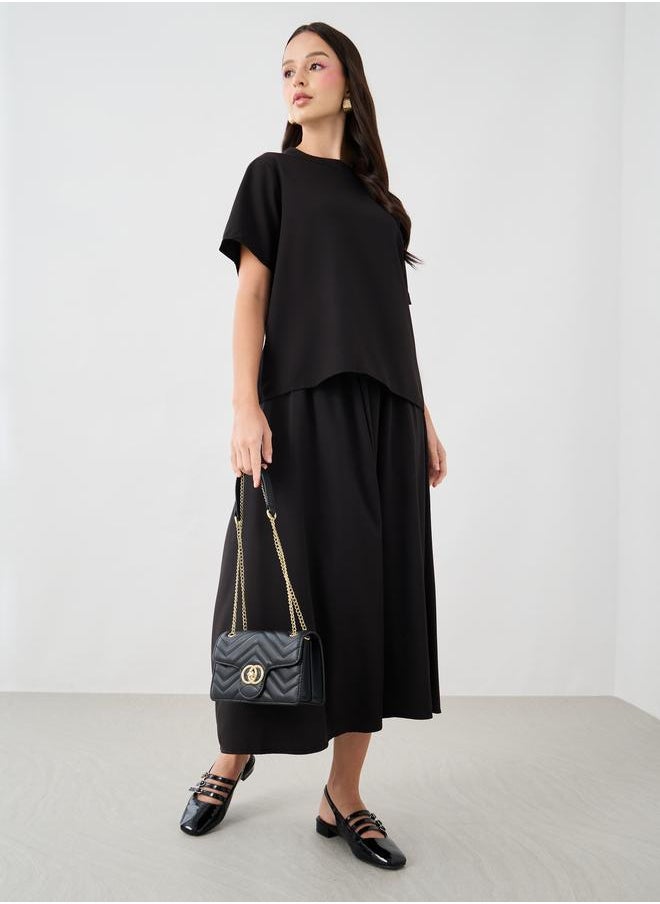 Take Two Take Two Solid Short Sleeve T-Shirt and Skirts Co-Ords  - Image 1