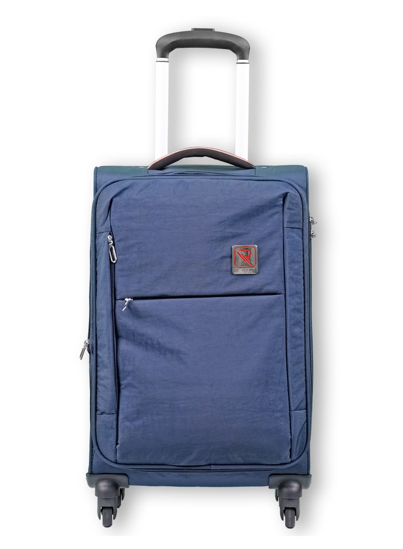 Reflection Expandable Soft Trolley Luggage – 20" Carry-On with TSA Lock, Double Security Zipper & 360° Spinner Wheels, Navy Blue - Image 1