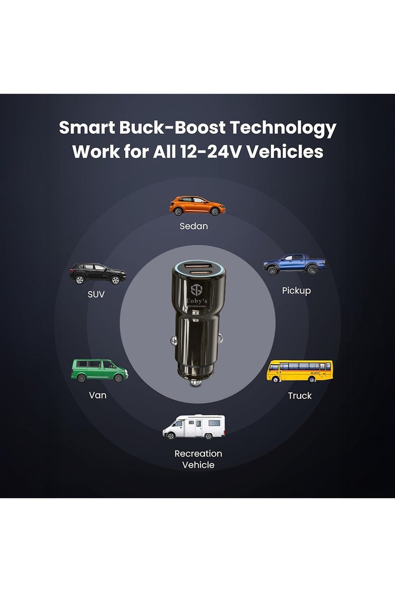 توبيز شاحن سيارة سريع توبي CC-03 بقدرة 200 واط | منفذي PD وUSB | جهد ذكي | ضوء LED أزرق | متوافق مع جميع المركبات 12V–24V - Image 4