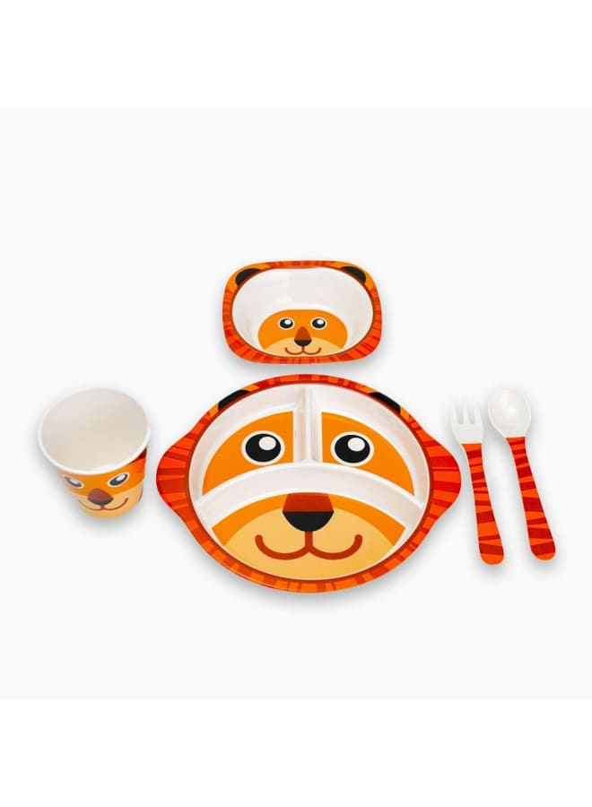 Moments Tiger Melamine Kids Dinner 5-Pieces Set, Multicolor