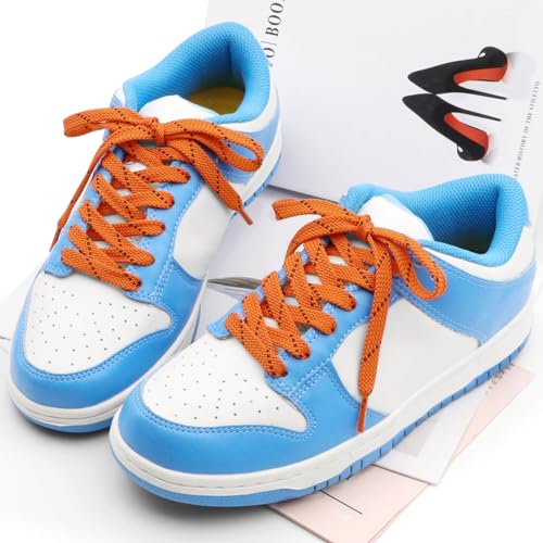 DANHUA Flat Thick Sneakers Shoelaces: 2 Pair 47.24 inch Burnt Orange Black Twill Point Athletic Shoe Laces - Image 4