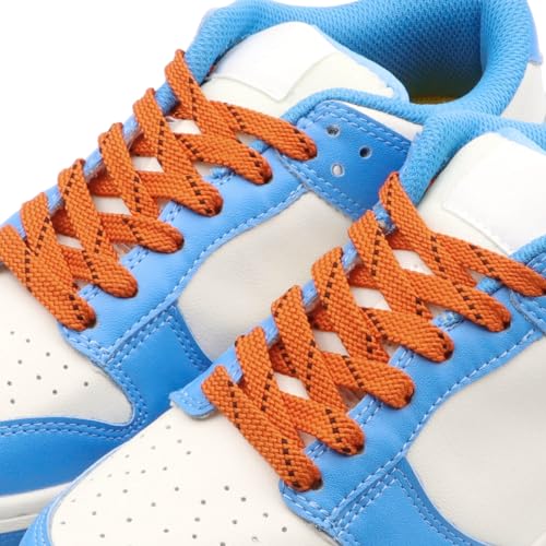 DANHUA Flat Thick Sneakers Shoelaces: 2 Pair 47.24 inch Burnt Orange Black Twill Point Athletic Shoe Laces - Image 3