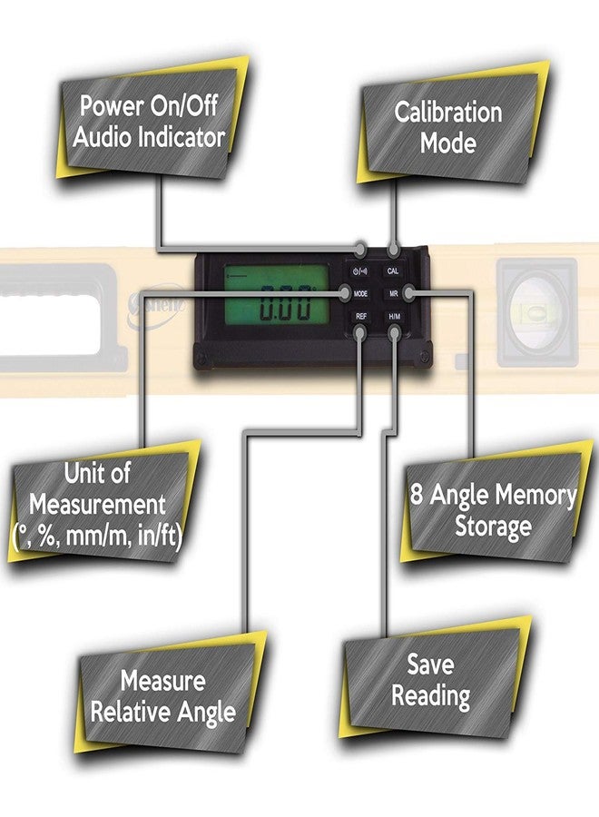 Shefio Smart Level 24 Inch Digital Level: Blending Accuracy And Practicality - Electronic Level Tool, Master Precision, With Batteries & Case - Image 5