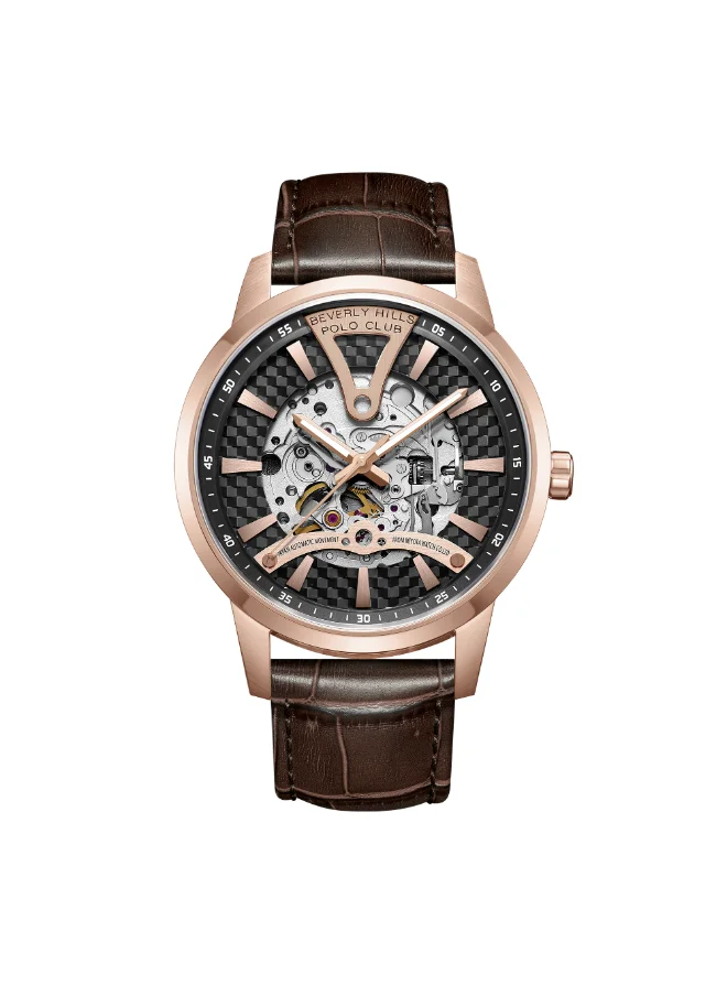 BEVERLY HILLS POLO CLUB Polo Club Men's Watch, Mechanical Display and Leather Strap - BP3553X.462, Brown