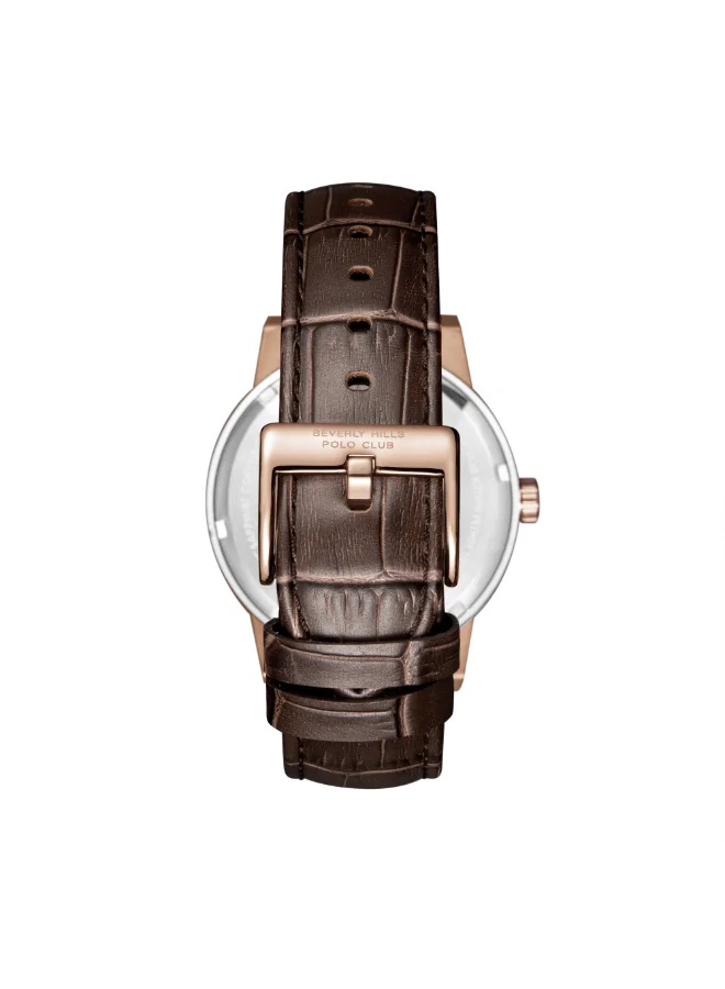 BEVERLY HILLS POLO CLUB Polo Club Men's Watch, Mechanical Display and Leather Strap - BP3553X.462, Brown