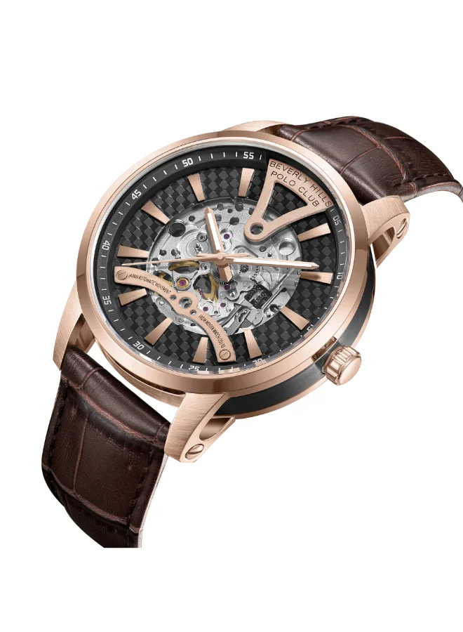 BEVERLY HILLS POLO CLUB Polo Club Men's Watch, Mechanical Display and Leather Strap - BP3553X.462, Brown
