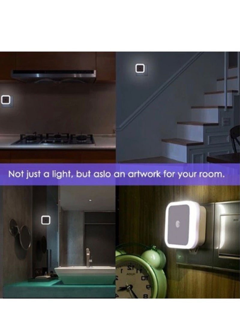 BLUE CORAL Sensor Night Light Plug-In Square Night Lamp Smart Dusk to Dawn Sensor Lamps Nightlight Energy Saving LED Sensor For Bedroom Toilets Stairs Corridors Children Kids Living Room (White) - Image 4