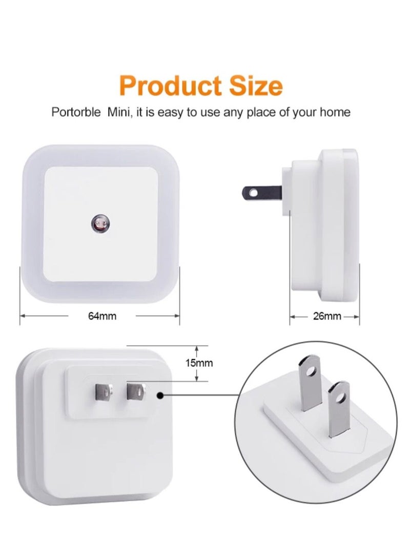 BLUE CORAL Sensor Night Light Plug-In Square Night Lamp Smart Dusk to Dawn Sensor Lamps Nightlight Energy Saving LED Sensor For Bedroom Toilets Stairs Corridors Children Kids Living Room (White) - Image 5